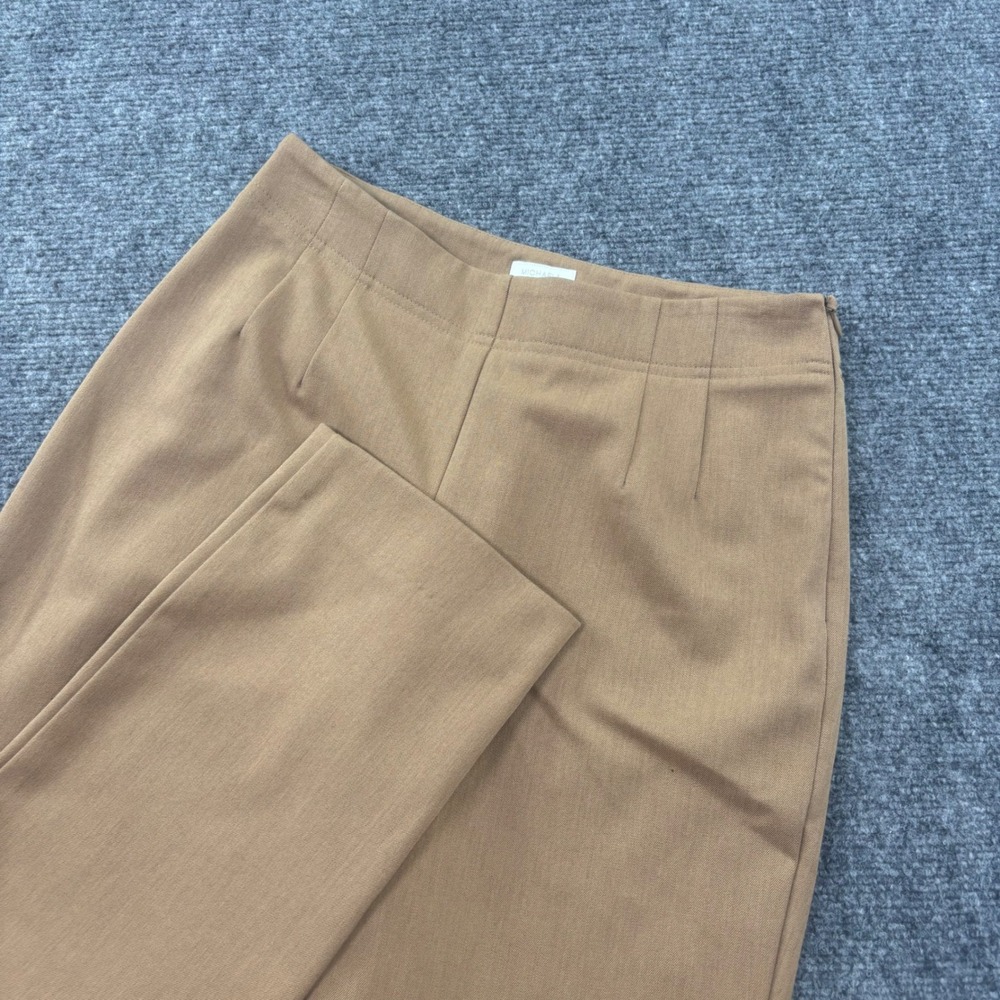 Michaela Straight Leg Trousers 29W Camel Brown Pleated Front Dress Pants Womens
